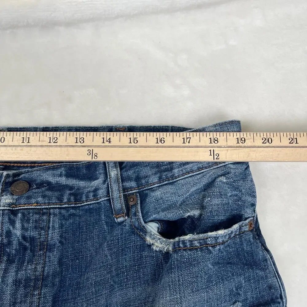 Denim & Supply Ralph Lauren Slouch Jeans Mens 38x32 Blue Distressed Straight